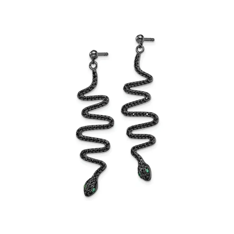 Black Spinel Snake Dangle Earrings made by Zulily