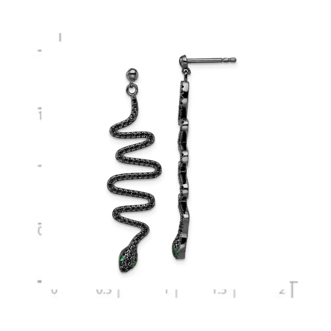 Black Spinel Snake Dangle Earrings sold by Zulily product image thumbnail 2
