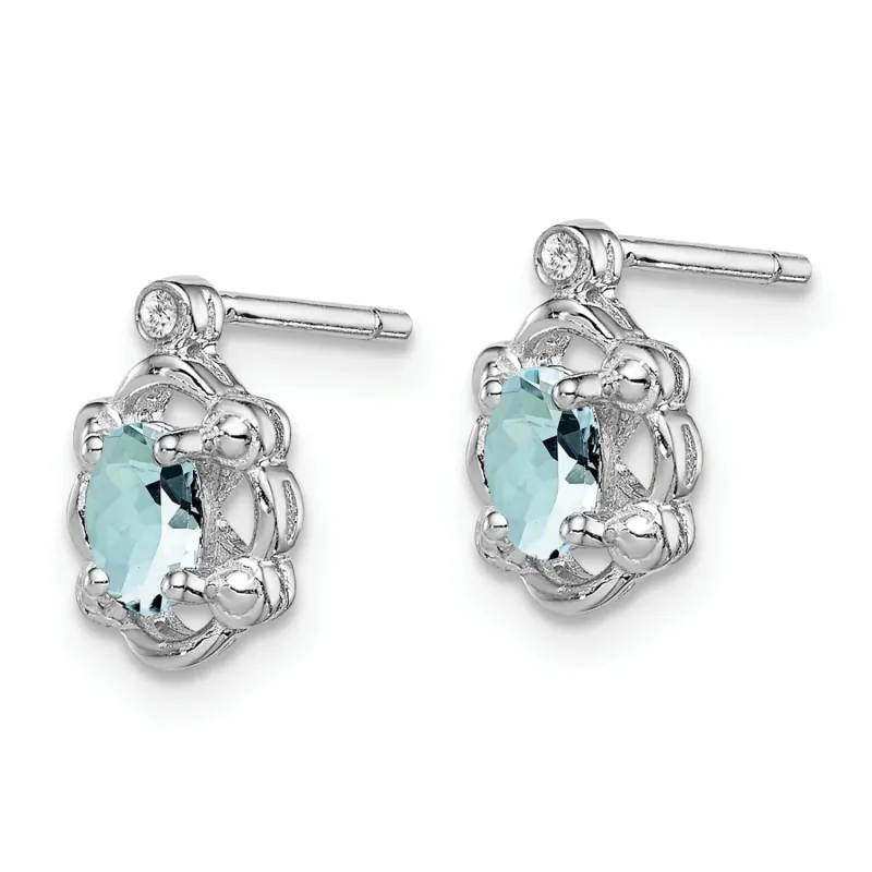 Aquamarine and Diamond Button Earrings made by Zulily