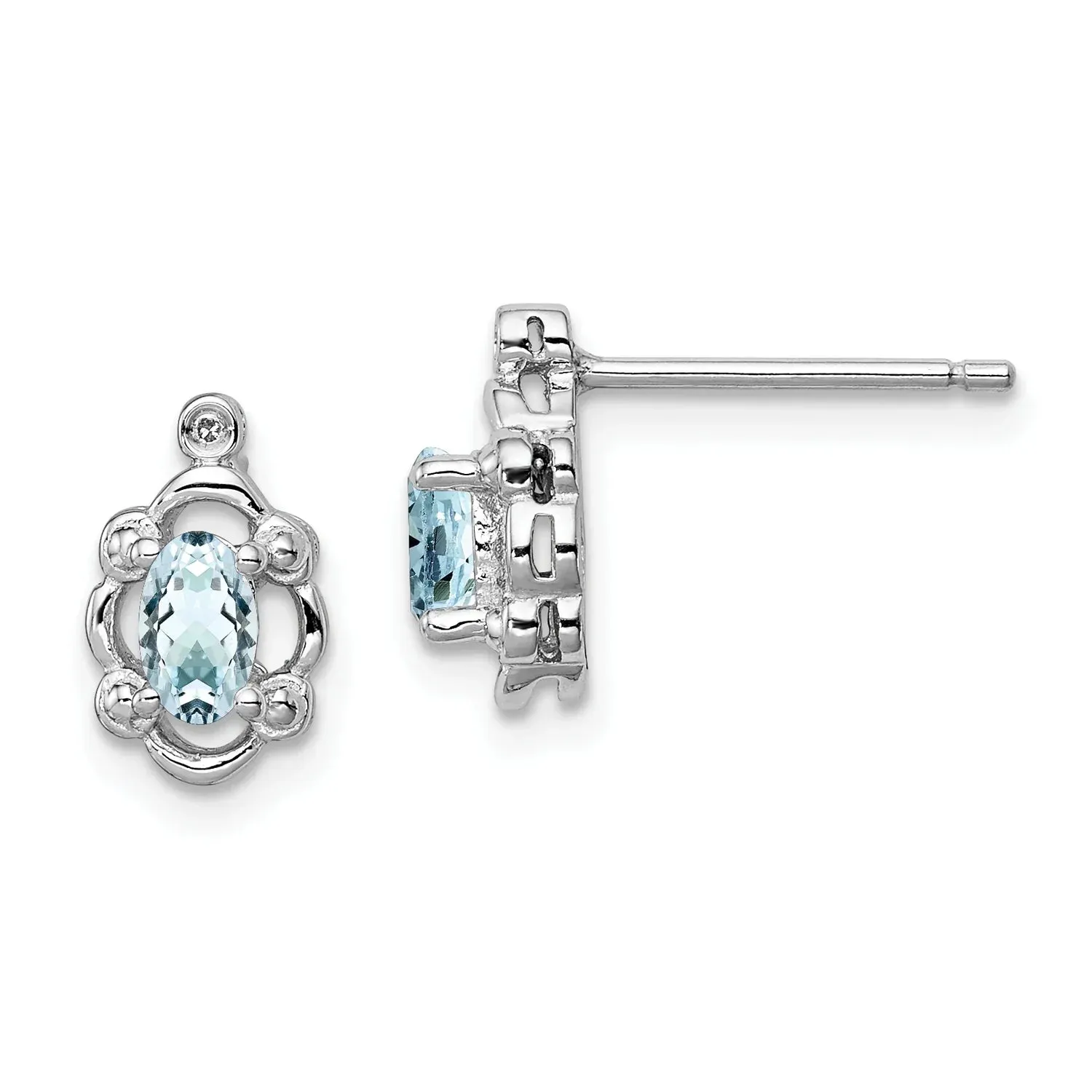 Aquamarine and Diamond Button Earrings sold by Zulily product image thumbnail 2
