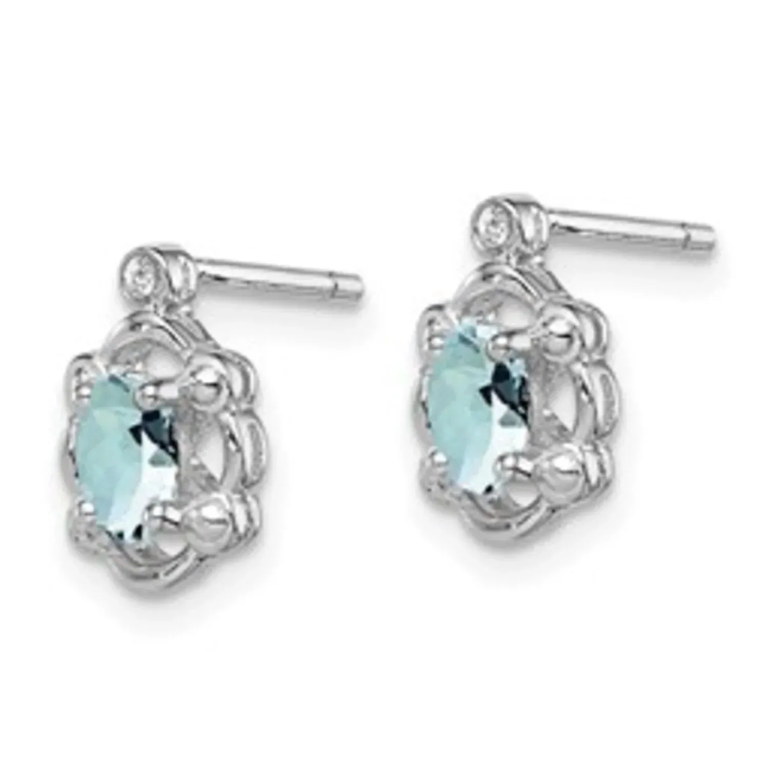 Aquamarine and Diamond Button Earrings sold by Zulily product image thumbnail 3