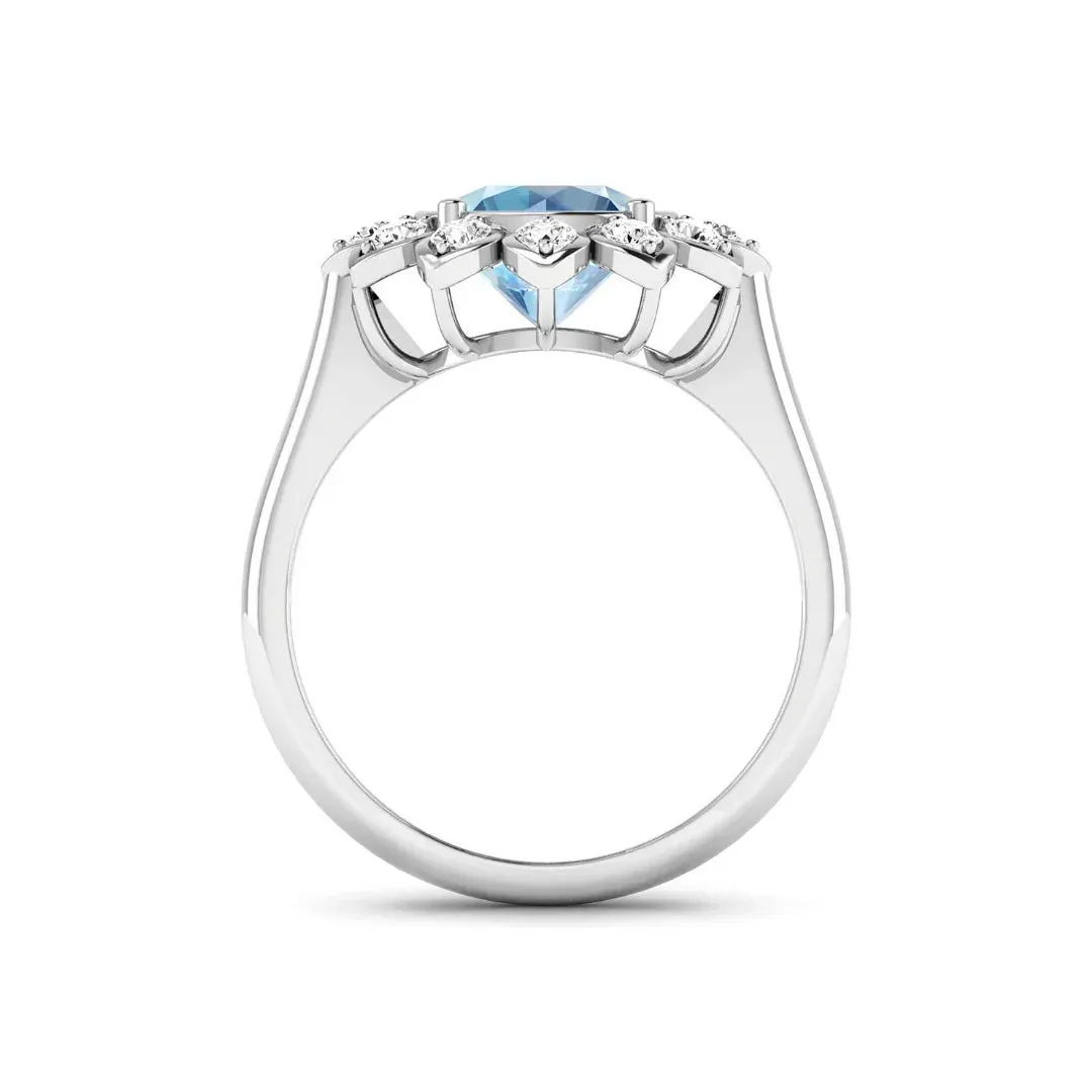 Genuine Diamond and Aquamarine Halo Ring sold by Zulily product image thumbnail 4