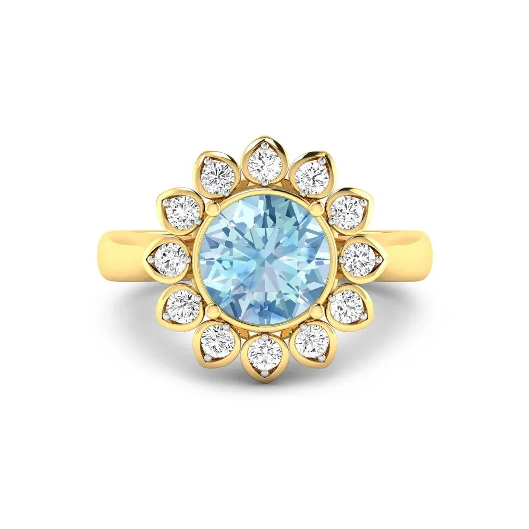 Genuine Diamond and Aquamarine Halo Ring sold by Zulily product image thumbnail 5