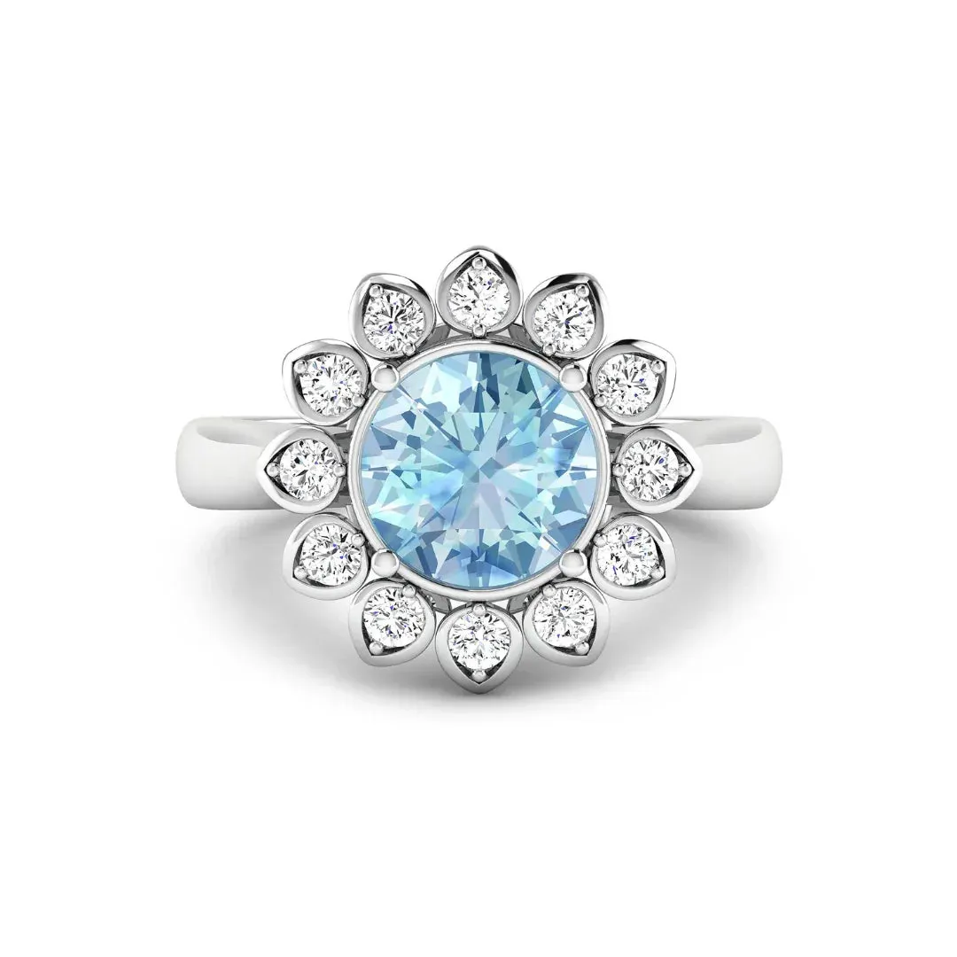 Genuine Diamond and Aquamarine Halo Ring sold by Zulily product image thumbnail 2