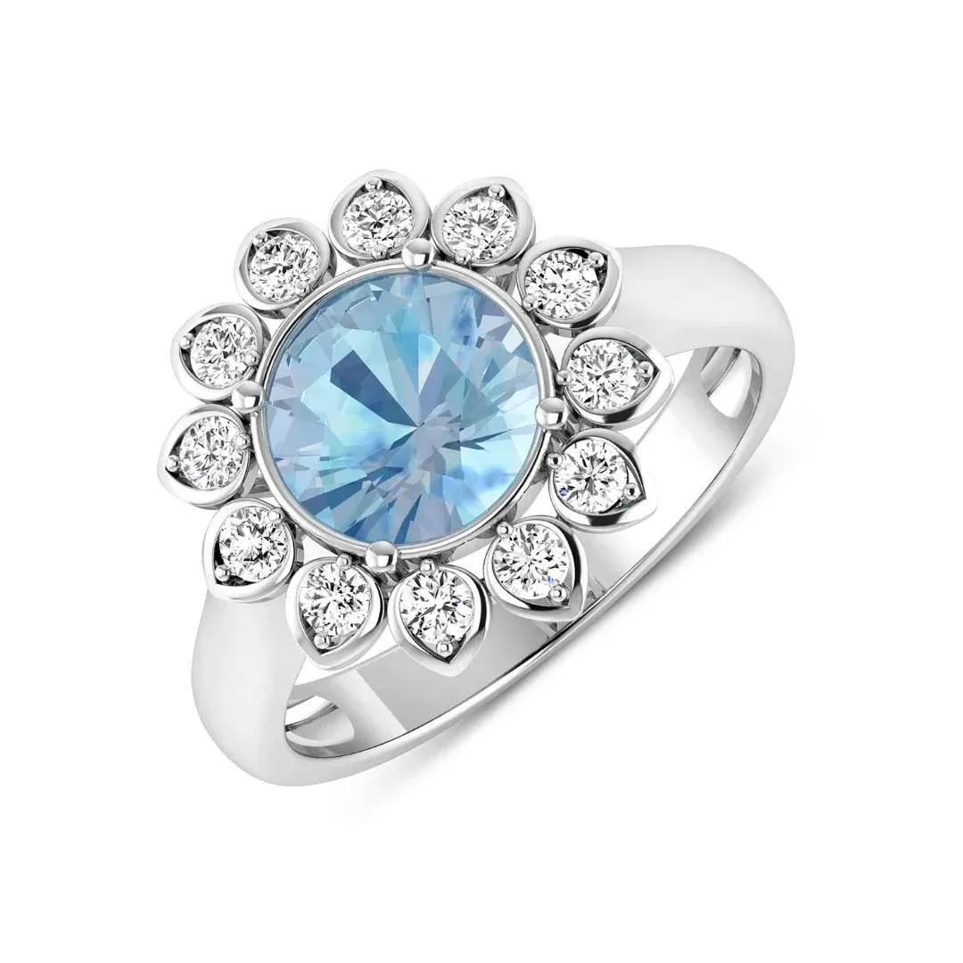 Genuine Diamond and Aquamarine Halo Ring sold by Zulily product image thumbnail 3