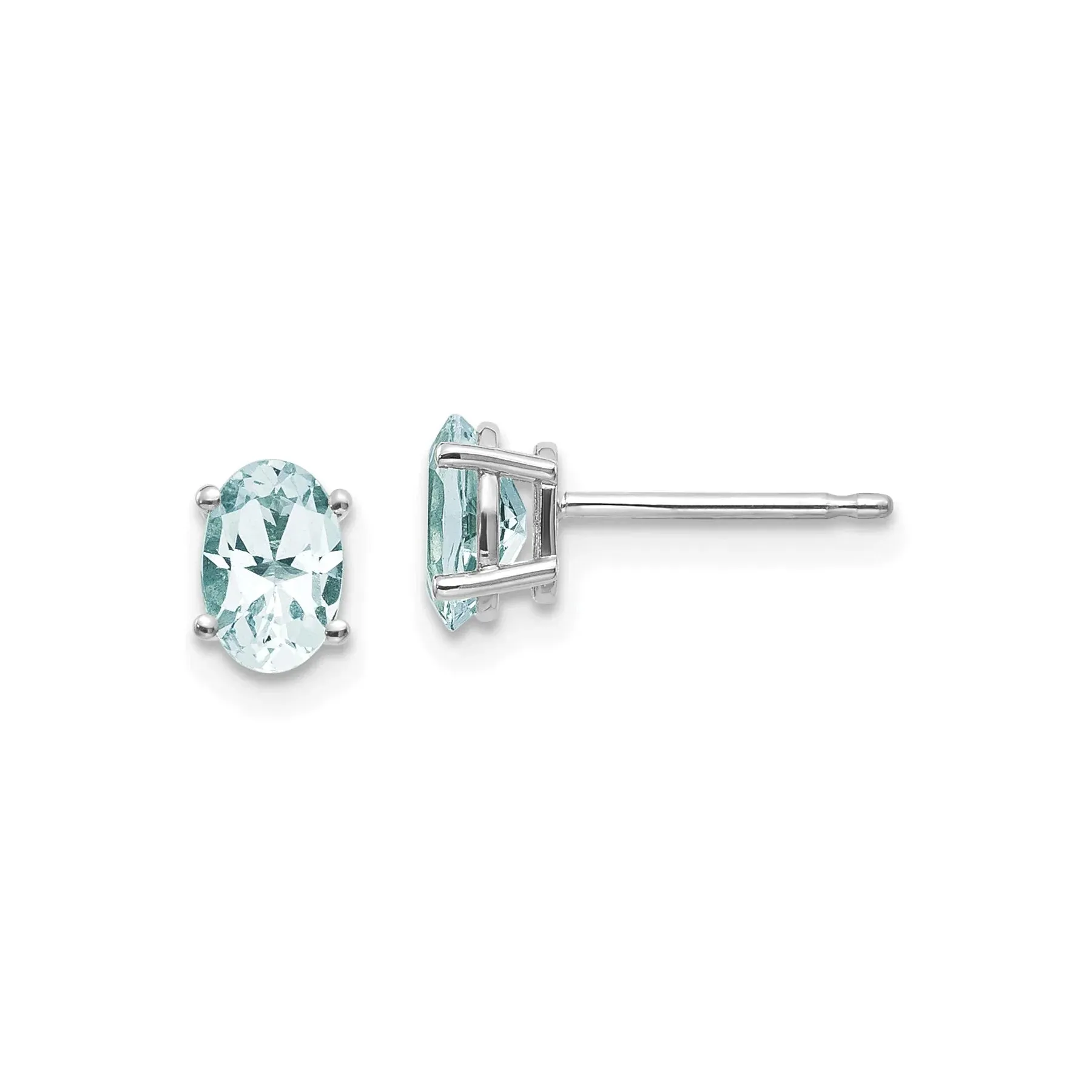 14k White Gold Aquamarine Stud Earrings sold by Zulily product image thumbnail 4