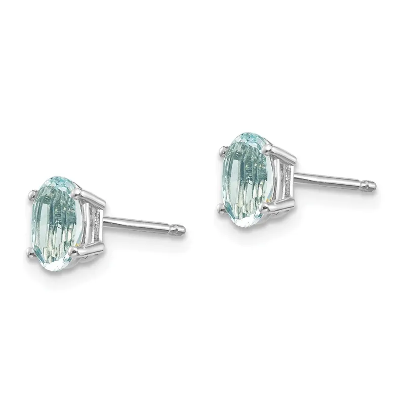 14k White Gold Aquamarine Stud Earrings made by Zulily