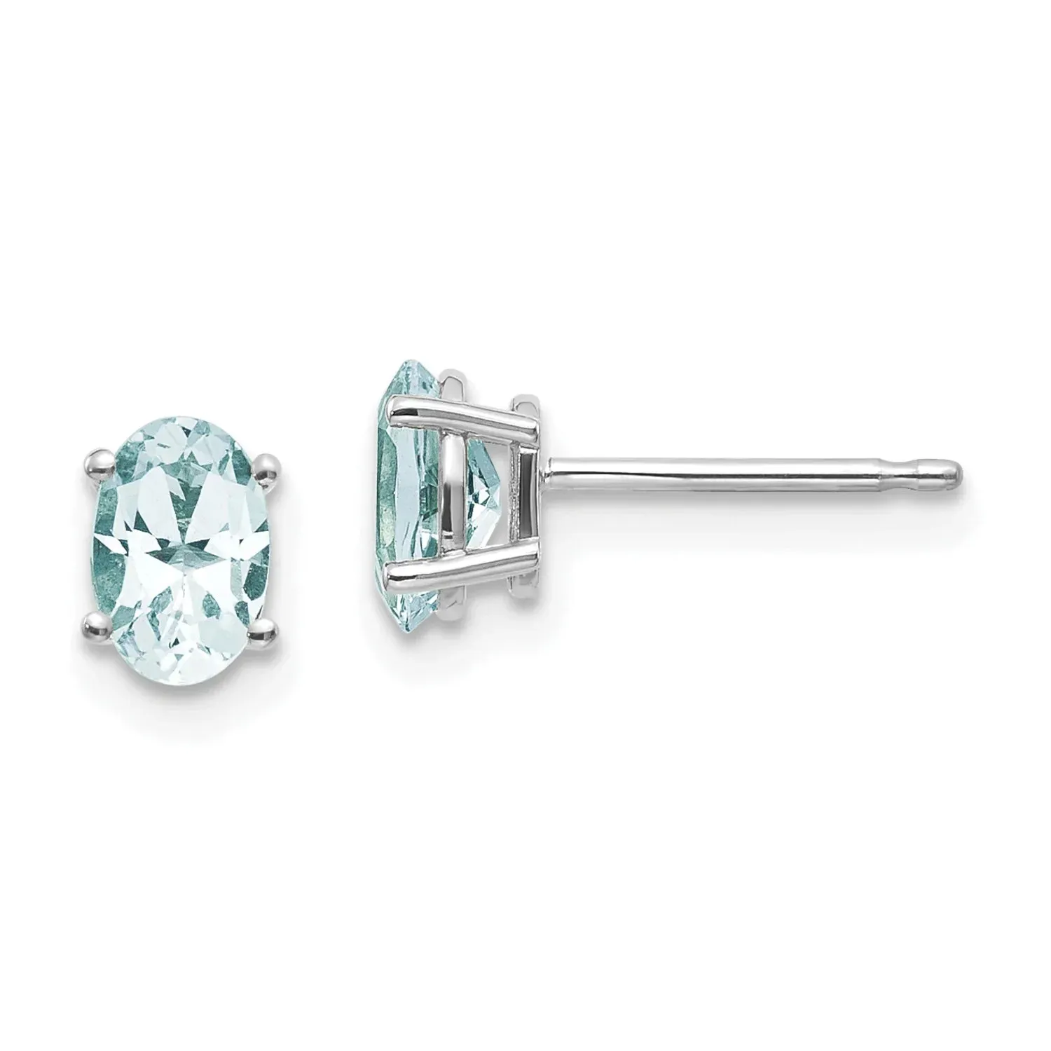 14k White Gold Aquamarine Stud Earrings sold by Zulily product image thumbnail 2
