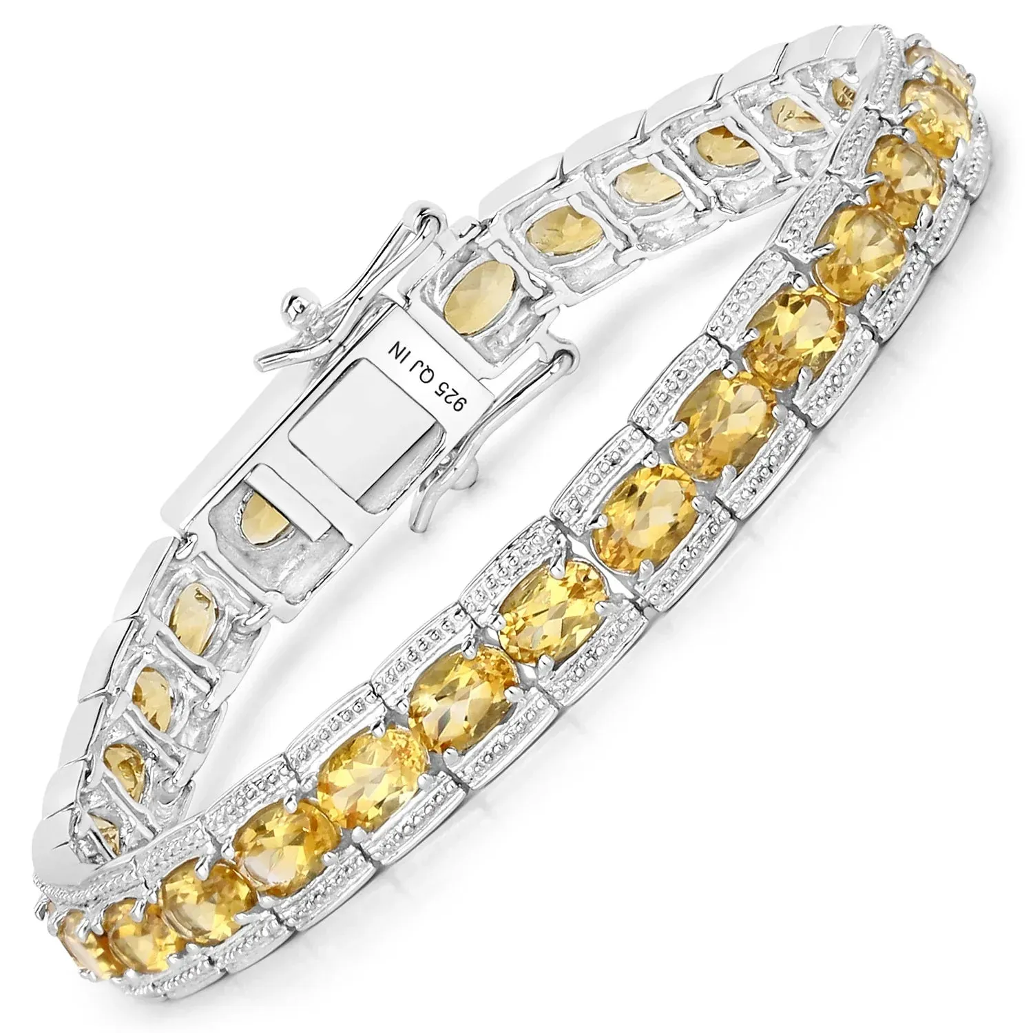 12.47 Ct Oval Golden Yellow Citrine Prong Sterling Silver Inline Tennis Bracelet sold by Zulily product image thumbnail 2