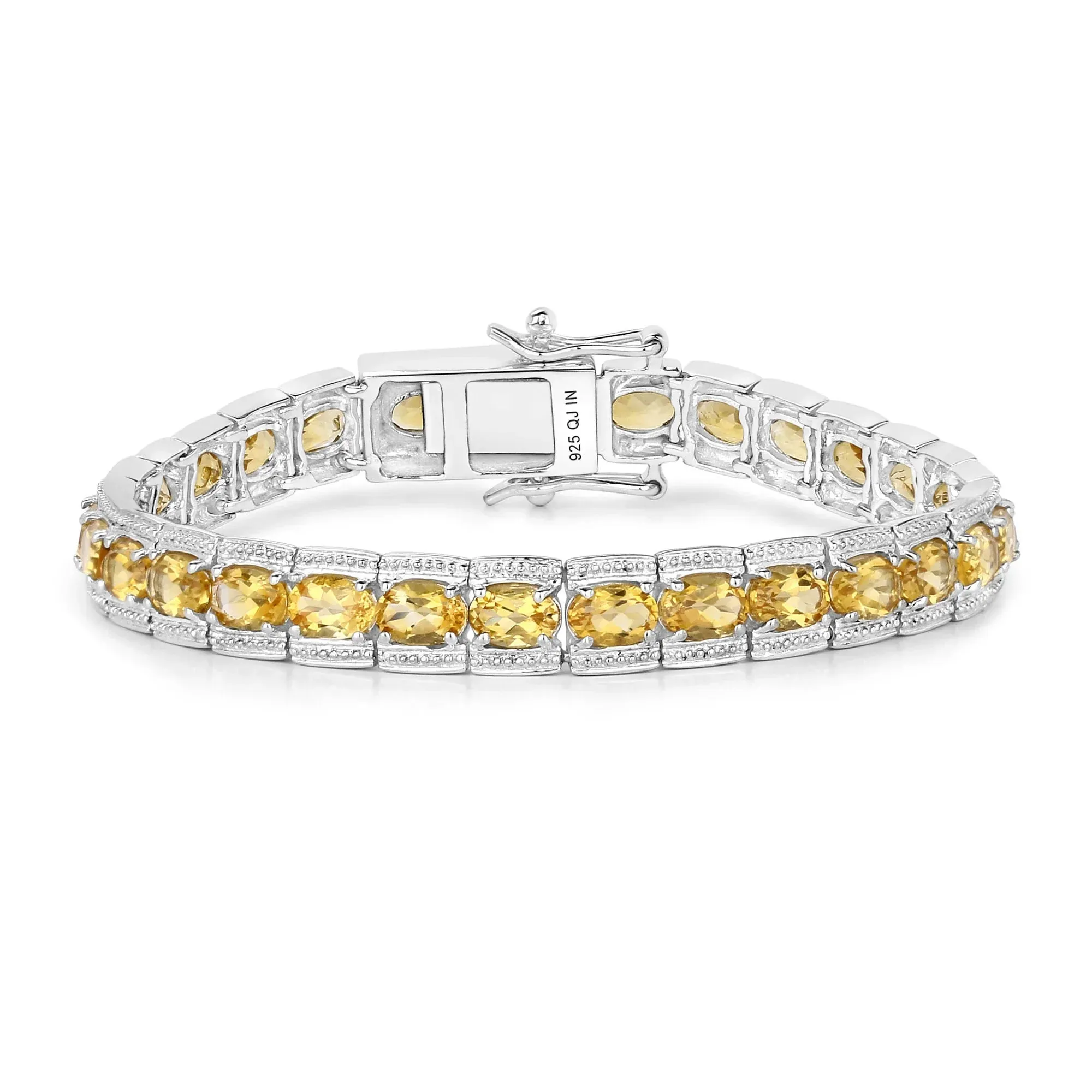 12.47 Ct Oval Golden Yellow Citrine Prong Sterling Silver Inline Tennis Bracelet sold by Zulily