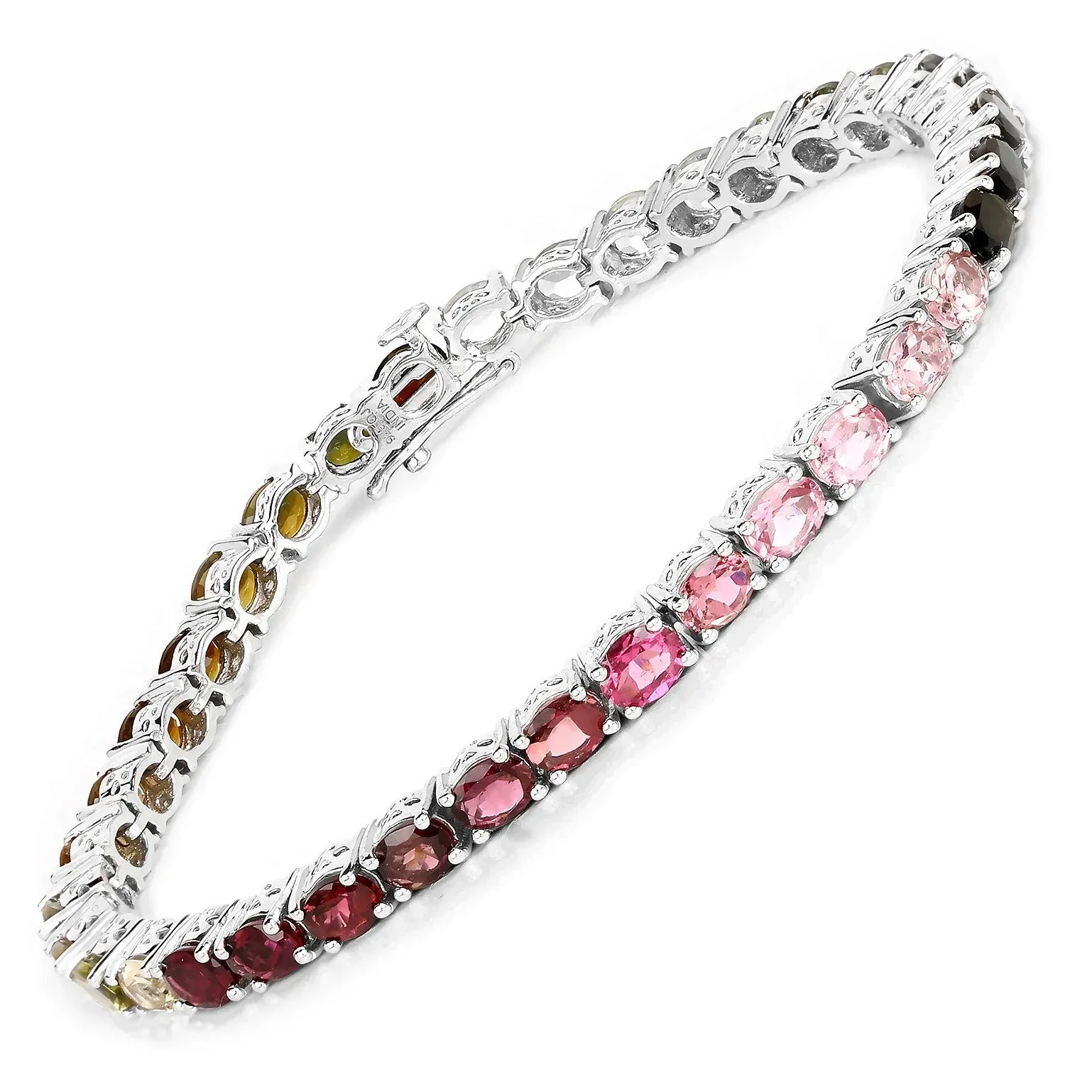 11.16 Ct Oval Multicolor Ombre Tourmaline Prong Sterling Silver Tennis Bracelet sold by Zulily product image thumbnail 2