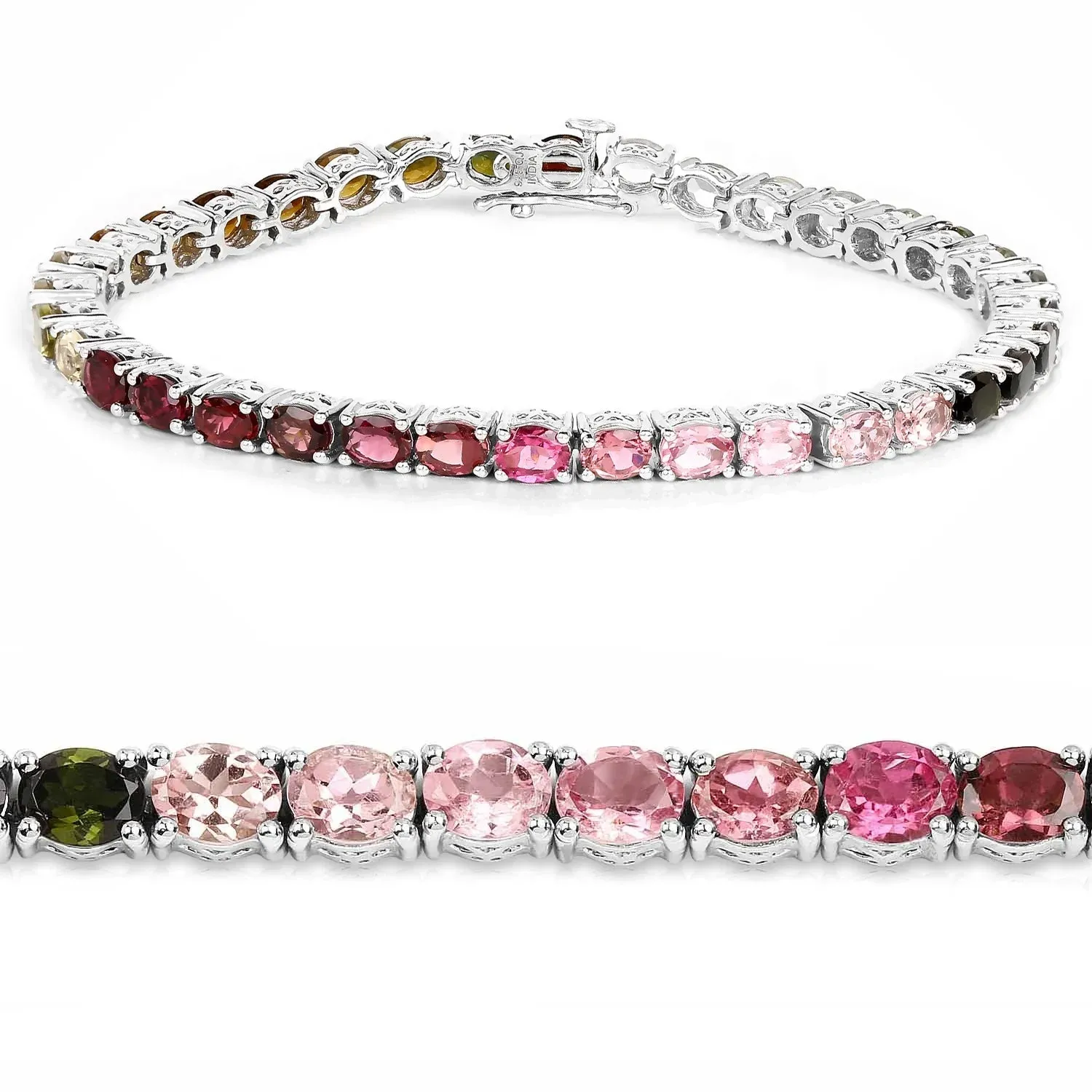 11.16 Ct Oval Multicolor Ombre Tourmaline Prong Sterling Silver Tennis Bracelet sold by Zulily product image thumbnail 3