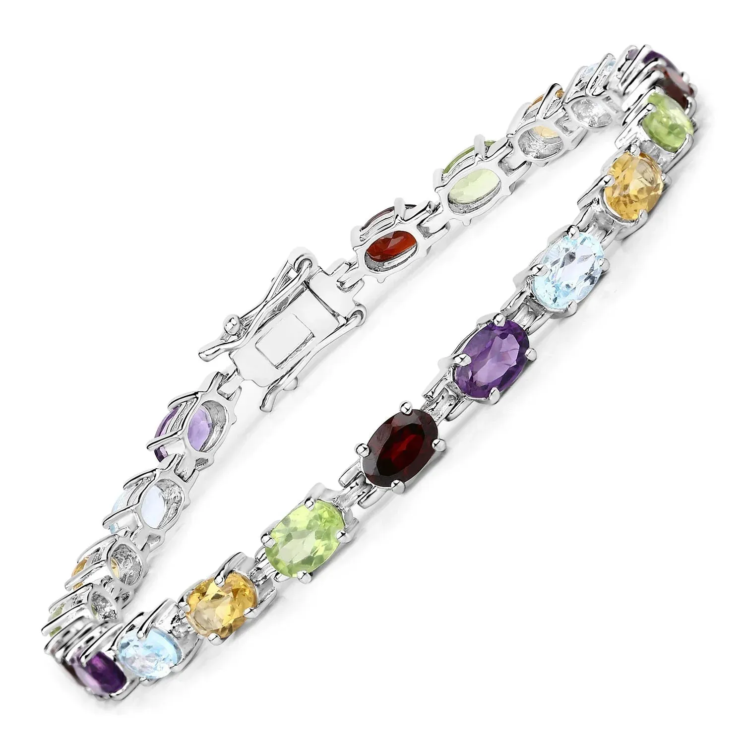 9.37 Ct Oval Multicolor Gemstones Prong Sterling Silver Inline Tennis Bracelet sold by Zulily product image thumbnail 2