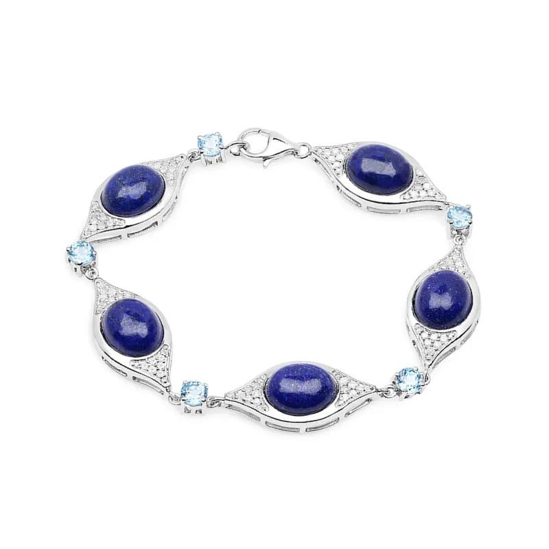 Genuine Swiss Blue Topaz & White Diamond Link Bracelet made by Zulily