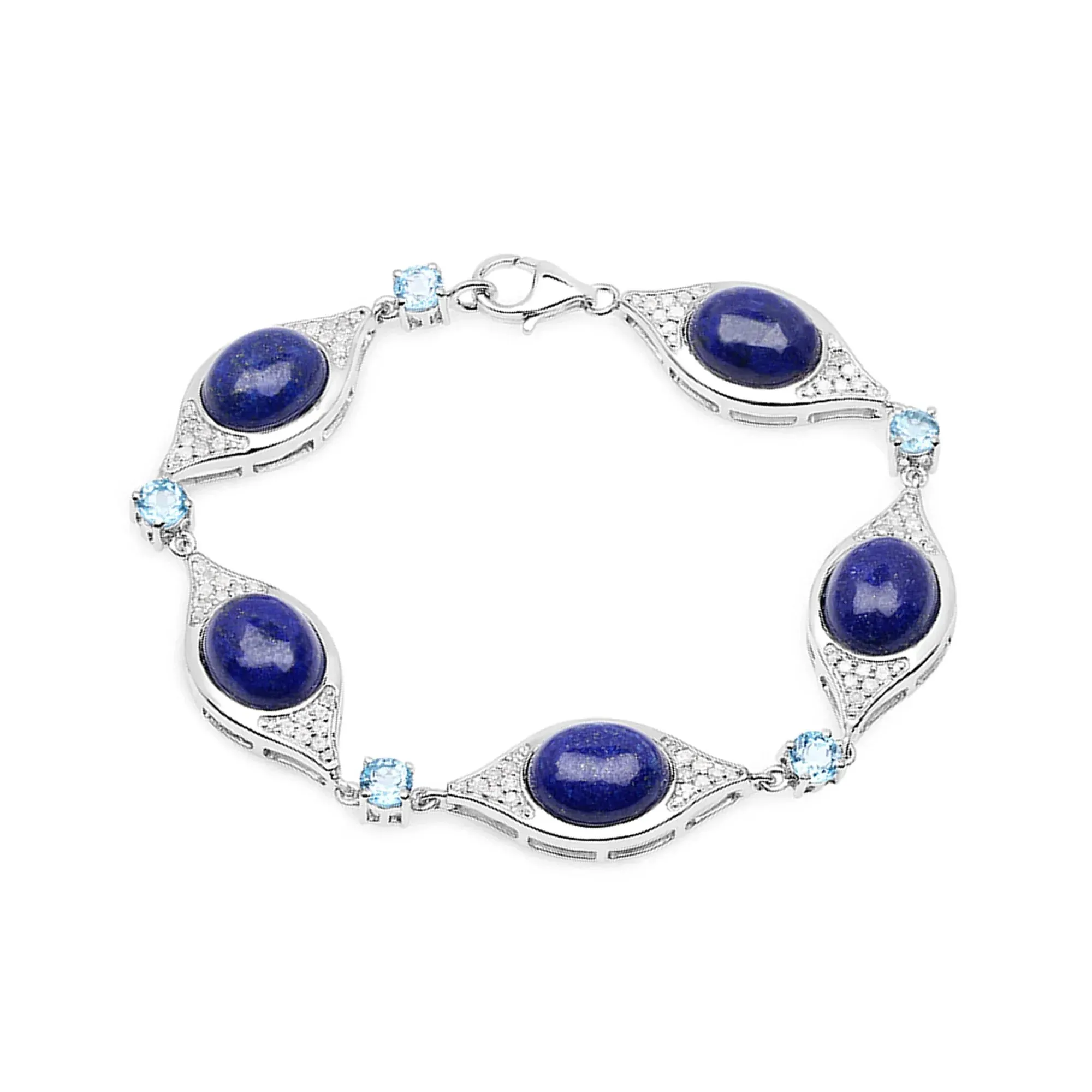 Genuine Swiss Blue Topaz & White Diamond Link Bracelet sold by Zulily