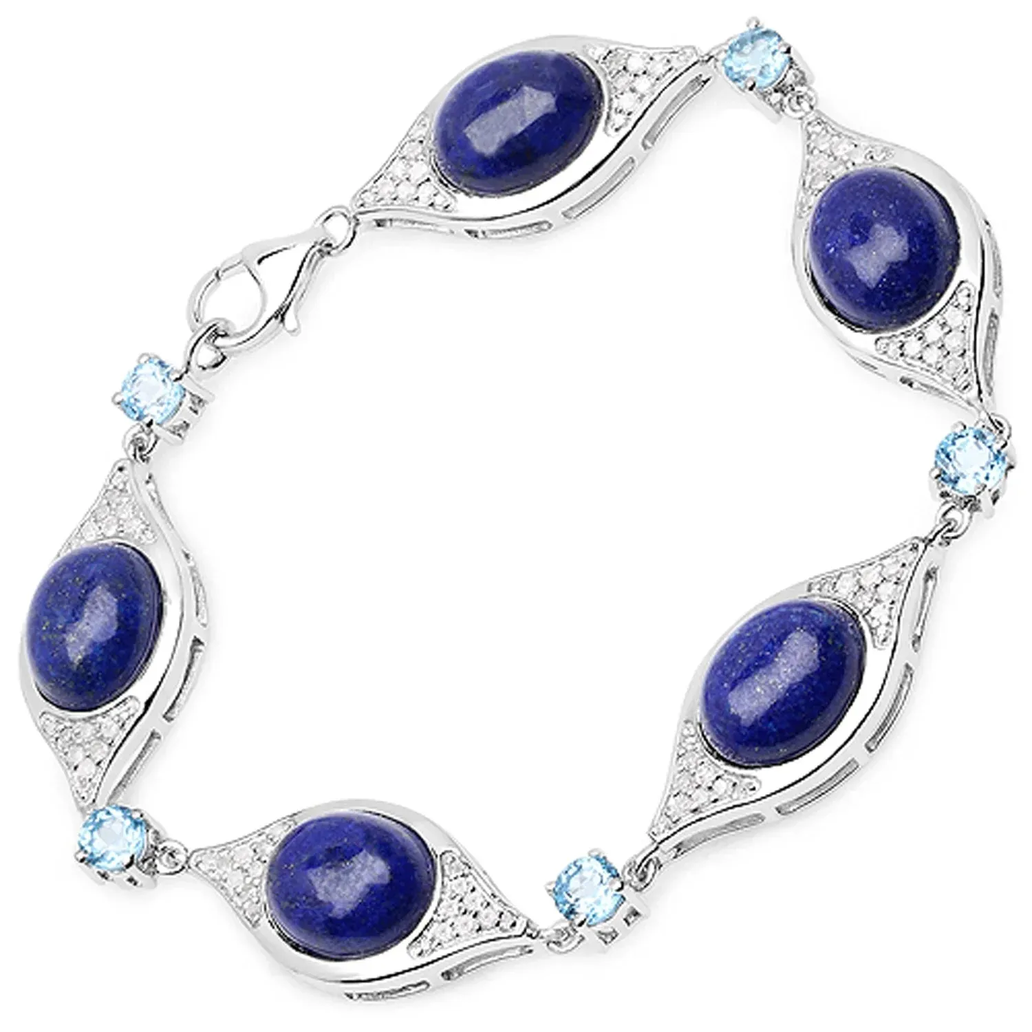 Genuine Swiss Blue Topaz & White Diamond Link Bracelet sold by Zulily product image thumbnail 2