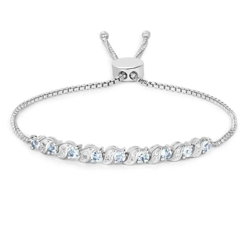 Genuine Aquamarine Bolo Bracelet made by Zulily