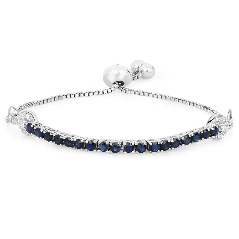 Genuine Blue Sapphire and White Zircon Bolo Bracelet made by Zulily
