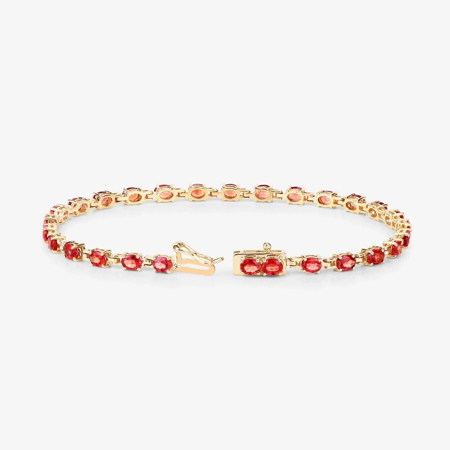 7.00 Ct Oval Orange Sapphire Prong 14K Yellow Gold Inline Tennis Bracelet sold by Zulily product image thumbnail 3