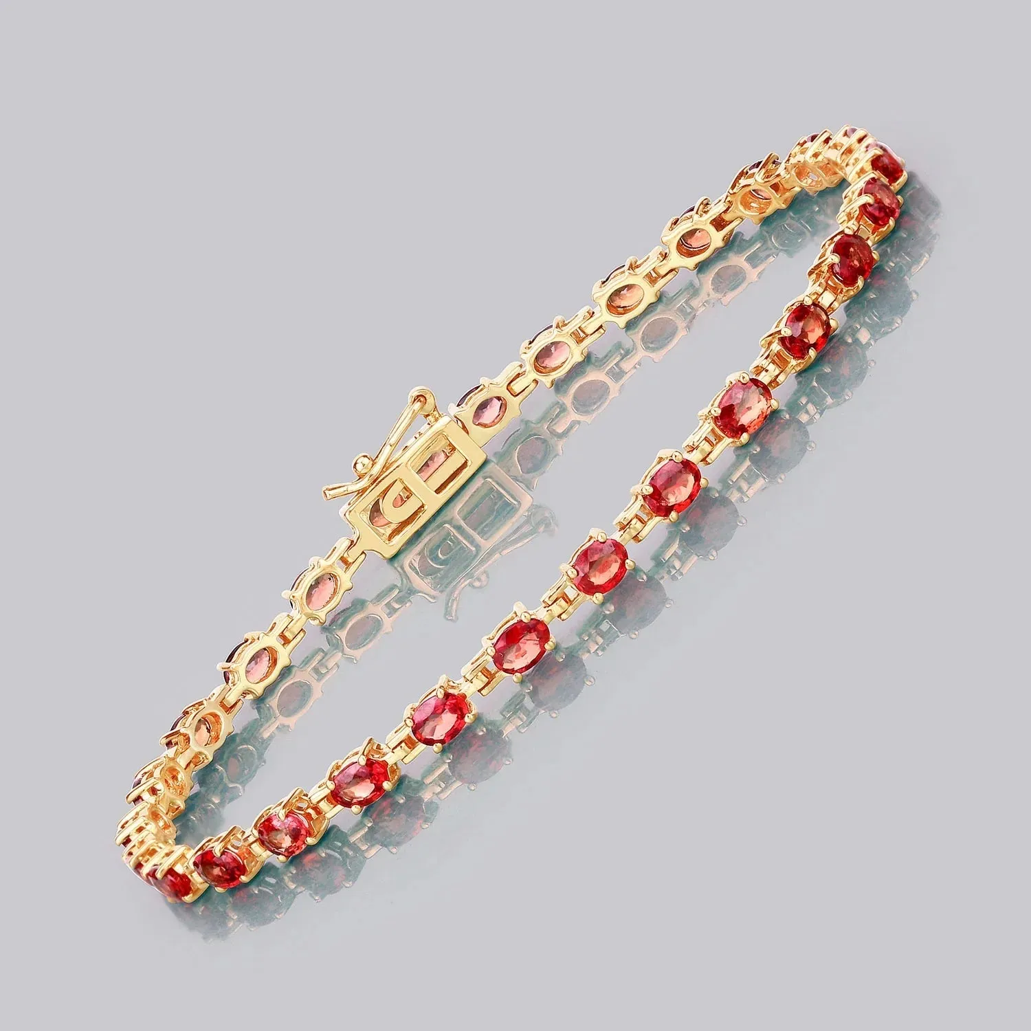 7.00 Ct Oval Orange Sapphire Prong 14K Yellow Gold Inline Tennis Bracelet sold by Zulily product image thumbnail 4