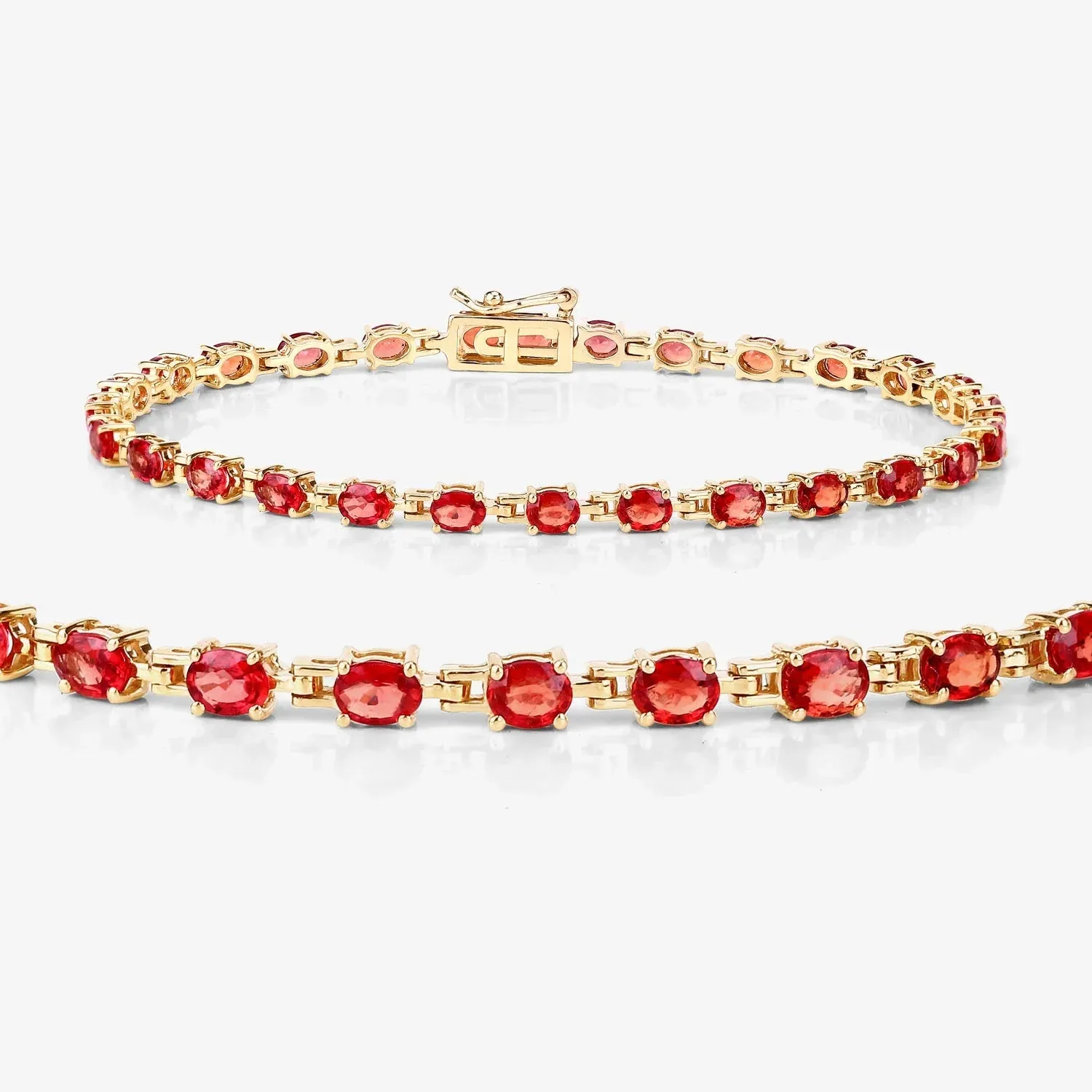 7.00 Ct Oval Orange Sapphire Prong 14K Yellow Gold Inline Tennis Bracelet sold by Zulily product image thumbnail 5