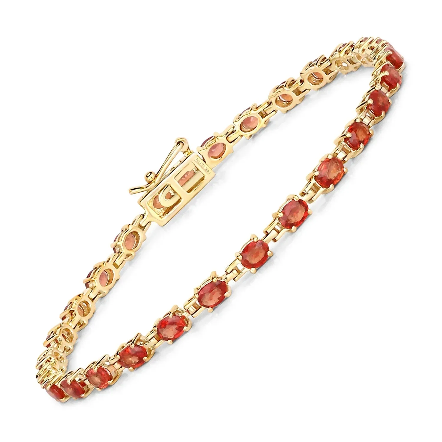 7.00 Ct Oval Orange Sapphire Prong 14K Yellow Gold Inline Tennis Bracelet sold by Zulily product image thumbnail 2