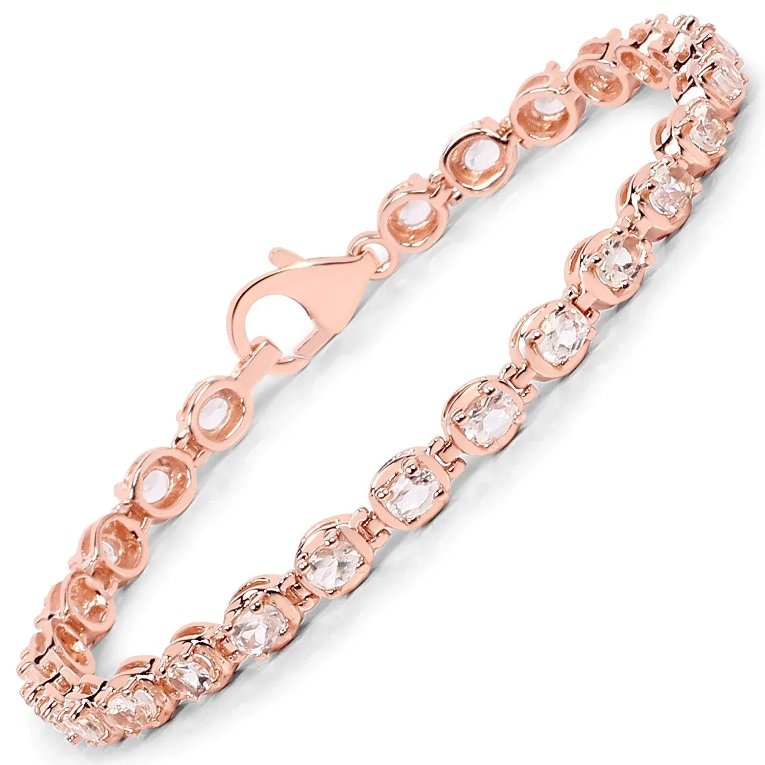 3.75 Ct Round Pink Morganite Bezel Rose Gold Over Silver Inline Tennis Bracelet sold by Zulily product image thumbnail 2