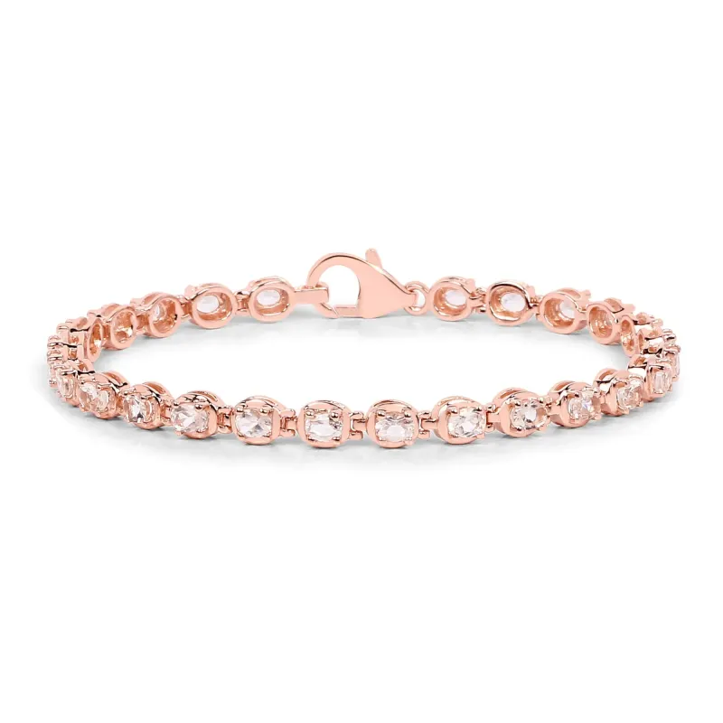 3.75 Ct Round Pink Morganite Bezel Rose Gold Over Silver Inline Tennis Bracelet made by Zulily