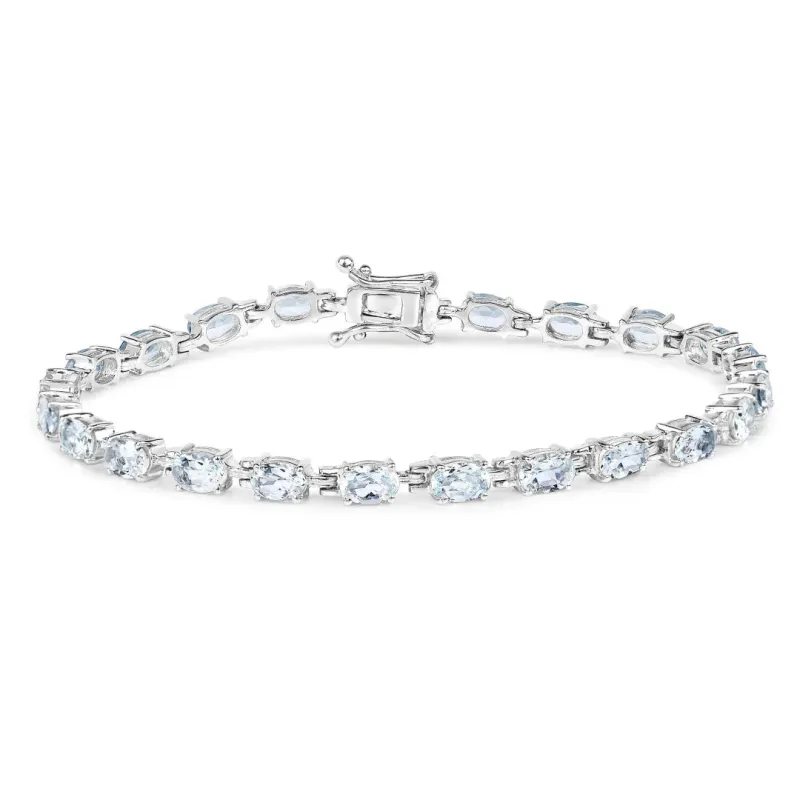 Genuine Aquamarine Tennis Bracelet Silver made by Zulily
