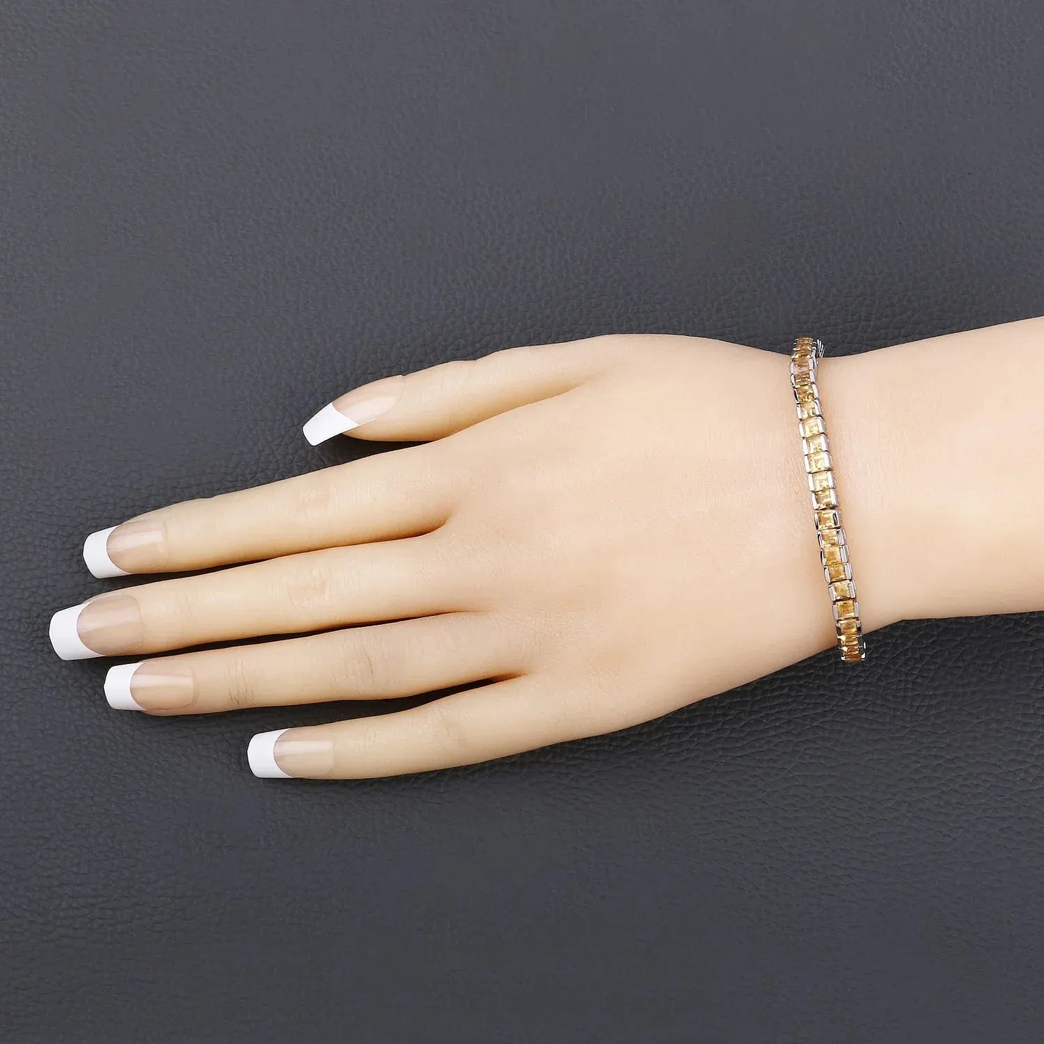 8.25 Ct Princess Yellow Citrine Channel Sterling Silver Inline Tennis Bracelet sold by Zulily product image thumbnail 5
