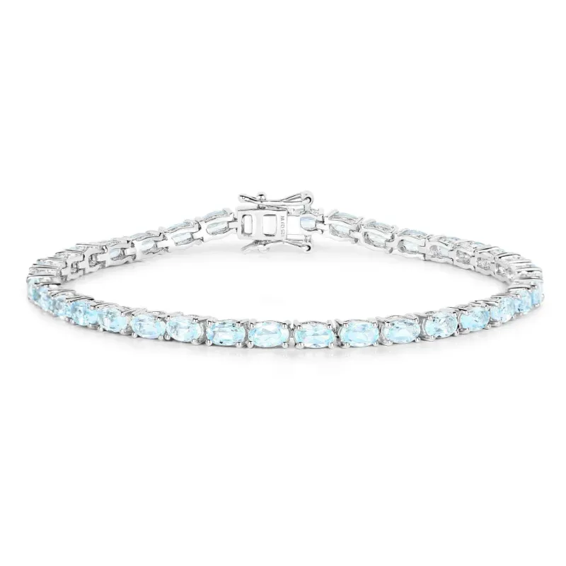 Genuine Blue Topaz Tennis Silver Bracelet made by Zulily