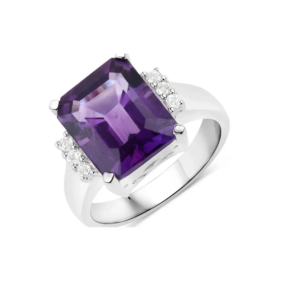 4.84 Ct Octagon Purple Amethyst and White Topaz Prong Silver Cocktail Ring sold by Zulily product image thumbnail 2
