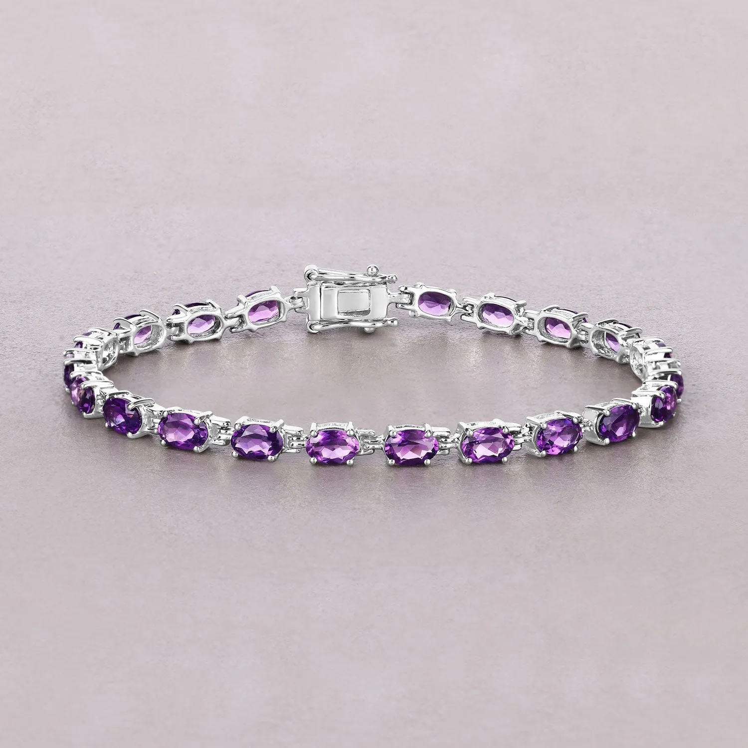Natural Purple Amethyst Silver Tennis Bracelet Womens sold by Zulily product image thumbnail 4