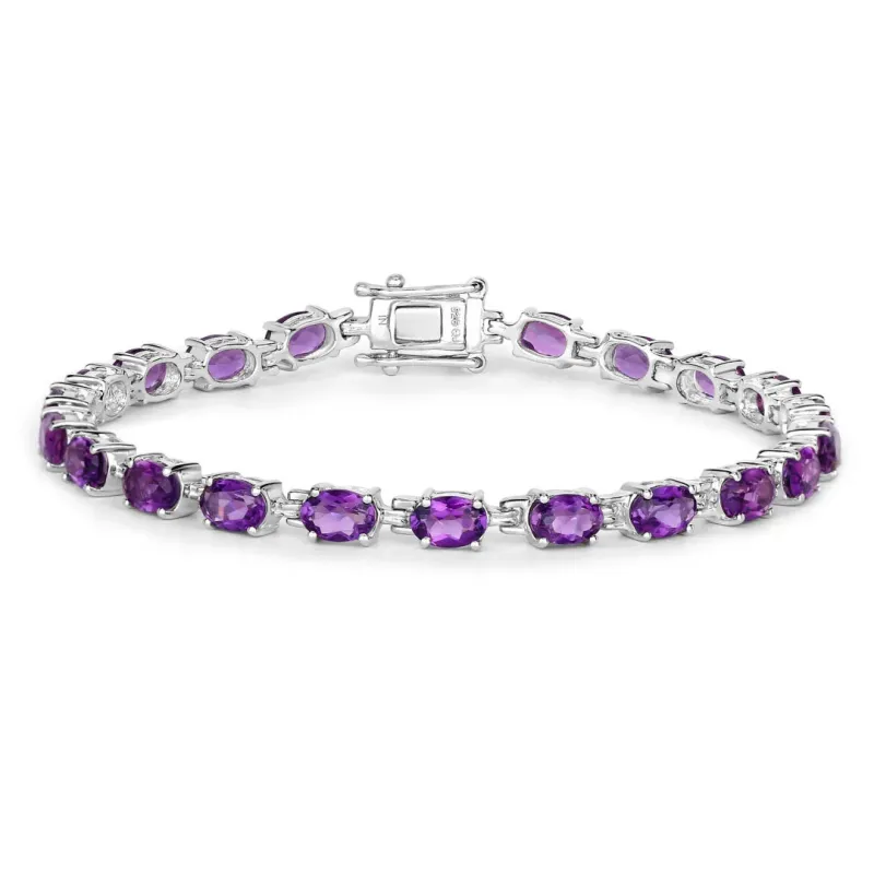 Natural Purple Amethyst Silver Tennis Bracelet Womens made by Zulily