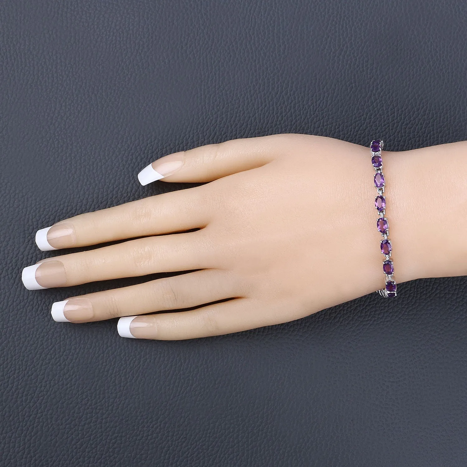 Natural Purple Amethyst Silver Tennis Bracelet Womens sold by Zulily product image thumbnail 5