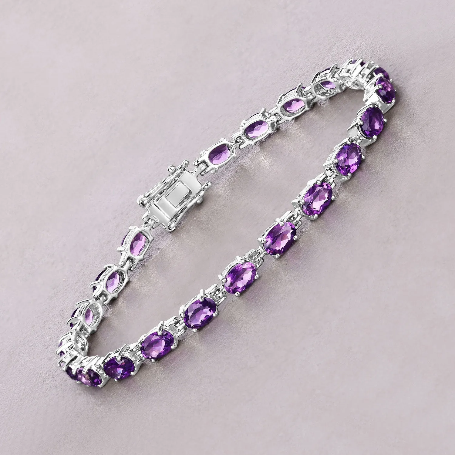 Natural Purple Amethyst Silver Tennis Bracelet Womens sold by Zulily product image thumbnail 3