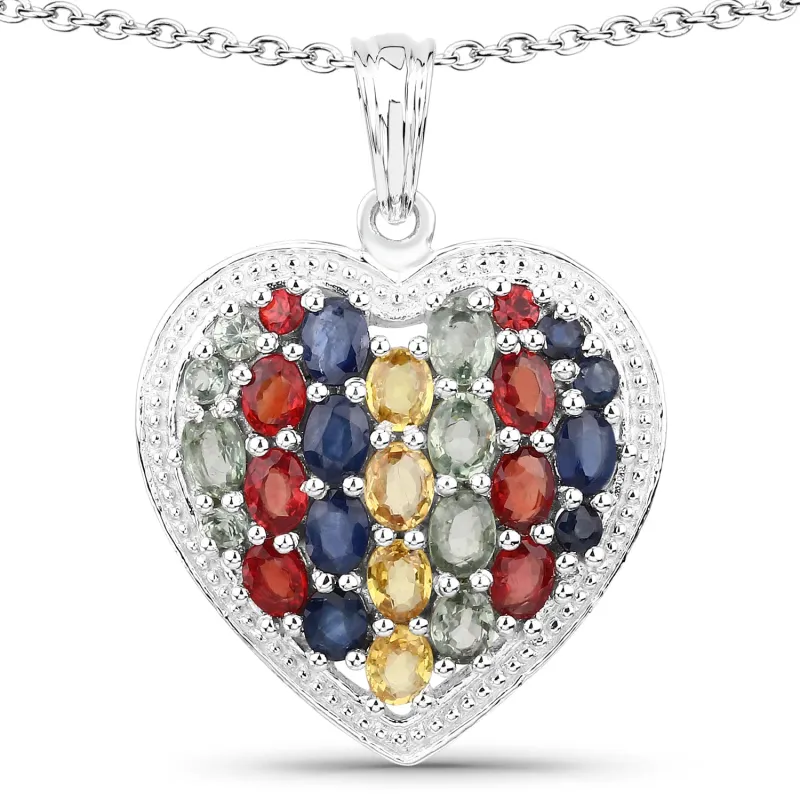 Genuine Multi Stones Heart Pendant Necklace made by Zulily