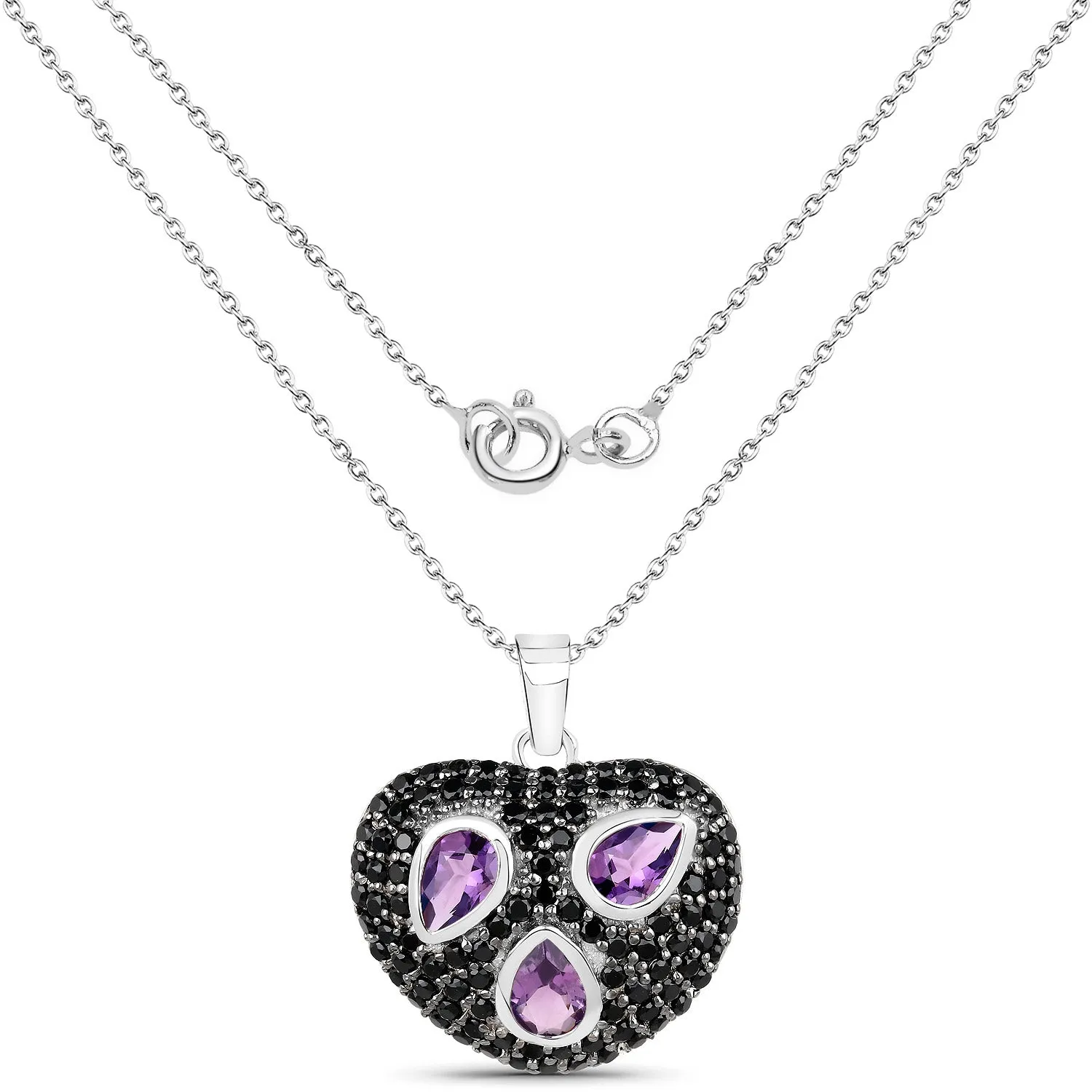Genuine Amethyst and Black Spinel Heart Pendant Necklace sold by Zulily product image thumbnail 2