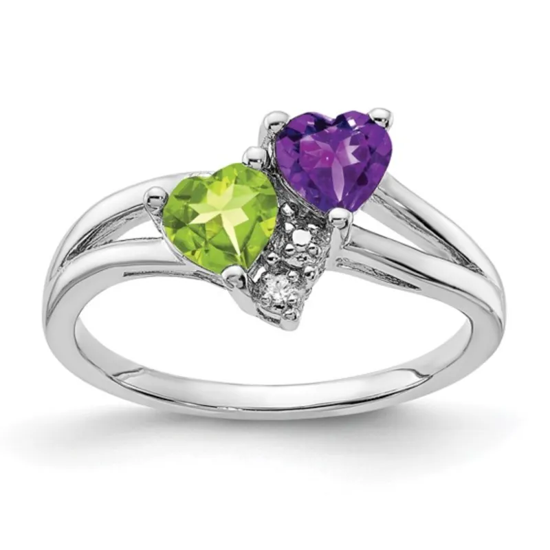 Amethyst and Peridot Dual-Stone Ring made by Zulily