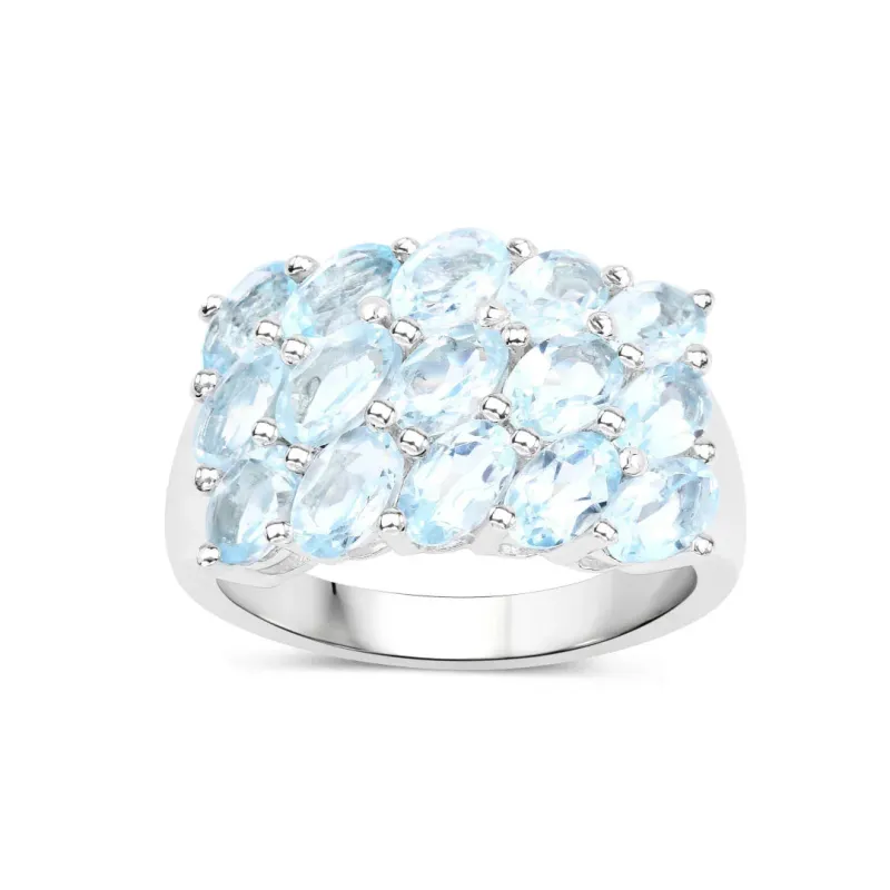Genuine Blue Topaz Cluster Ring Silver made by Zulily