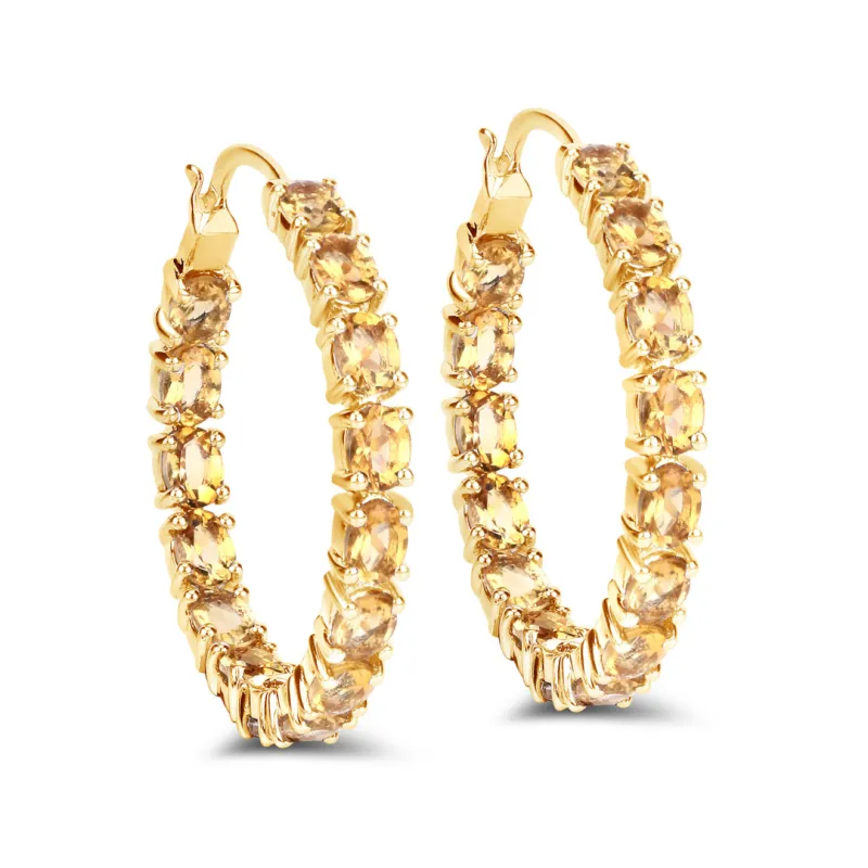 14k Gold Plated Citrine Hoop Earrings made by Zulily