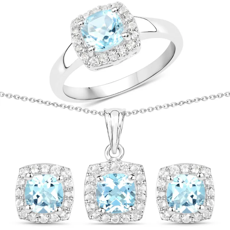 Silver Genuine Blue Topaz Set made by Zulily