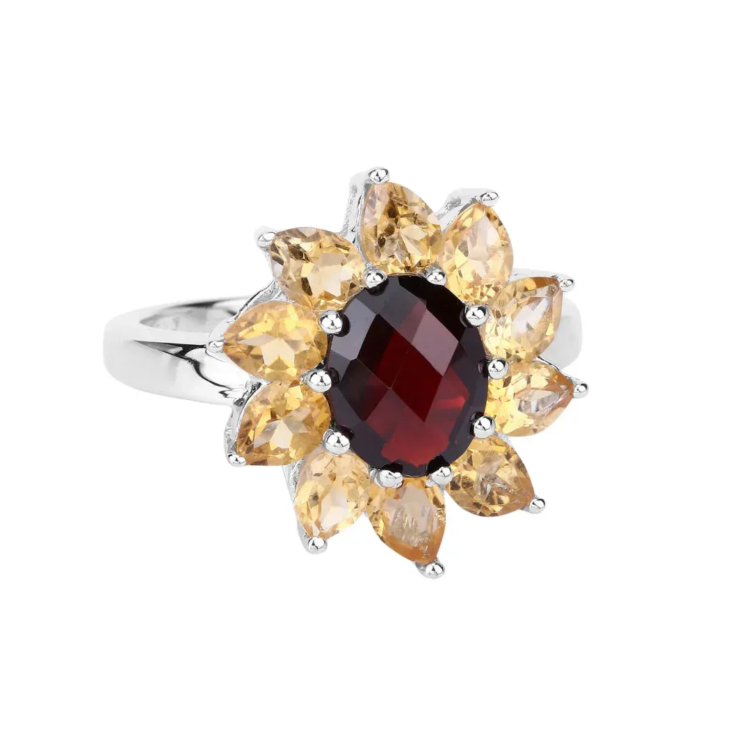 Natural Garnet and Citrine Sunflower Ring sold by Zulily product image thumbnail 5