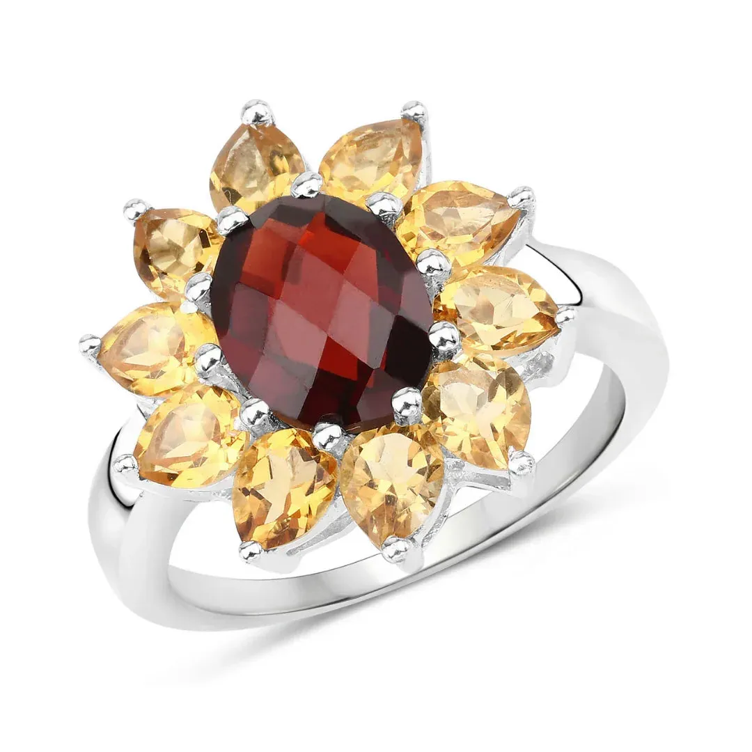 Natural Garnet and Citrine Sunflower Ring sold by Zulily product image thumbnail 2
