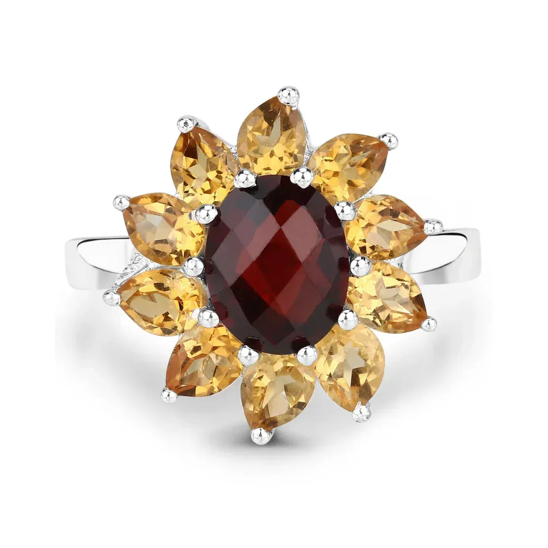 Natural Garnet and Citrine Sunflower Ring sold by Zulily product image thumbnail 3
