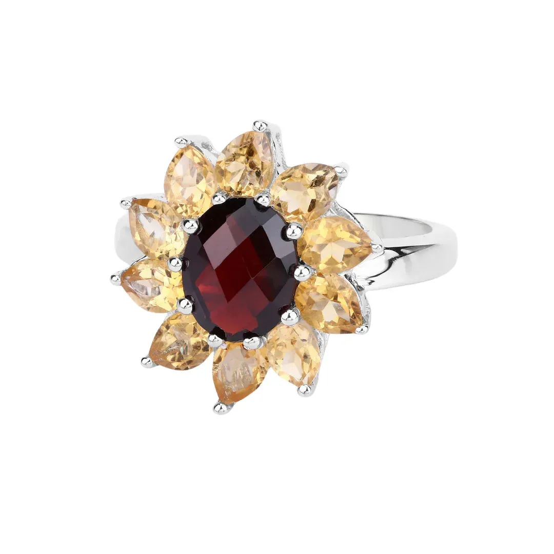 Natural Garnet and Citrine Sunflower Ring sold by Zulily product image thumbnail 4