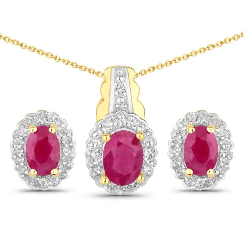Sterling Silver Natural Ruby Jewelry Set made by Zulily