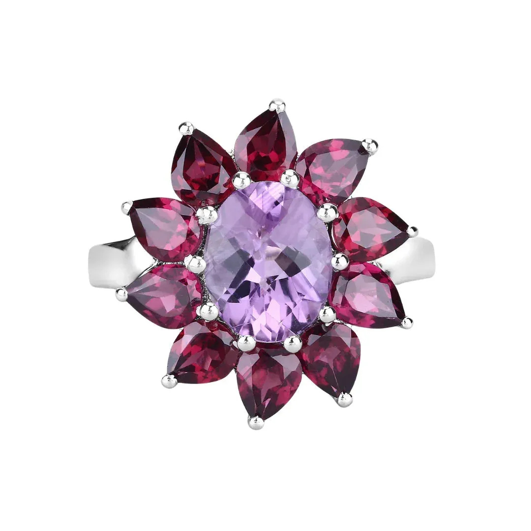 Natural Amethyst and Rhodolite Floral Ring sold by Zulily product image thumbnail 3
