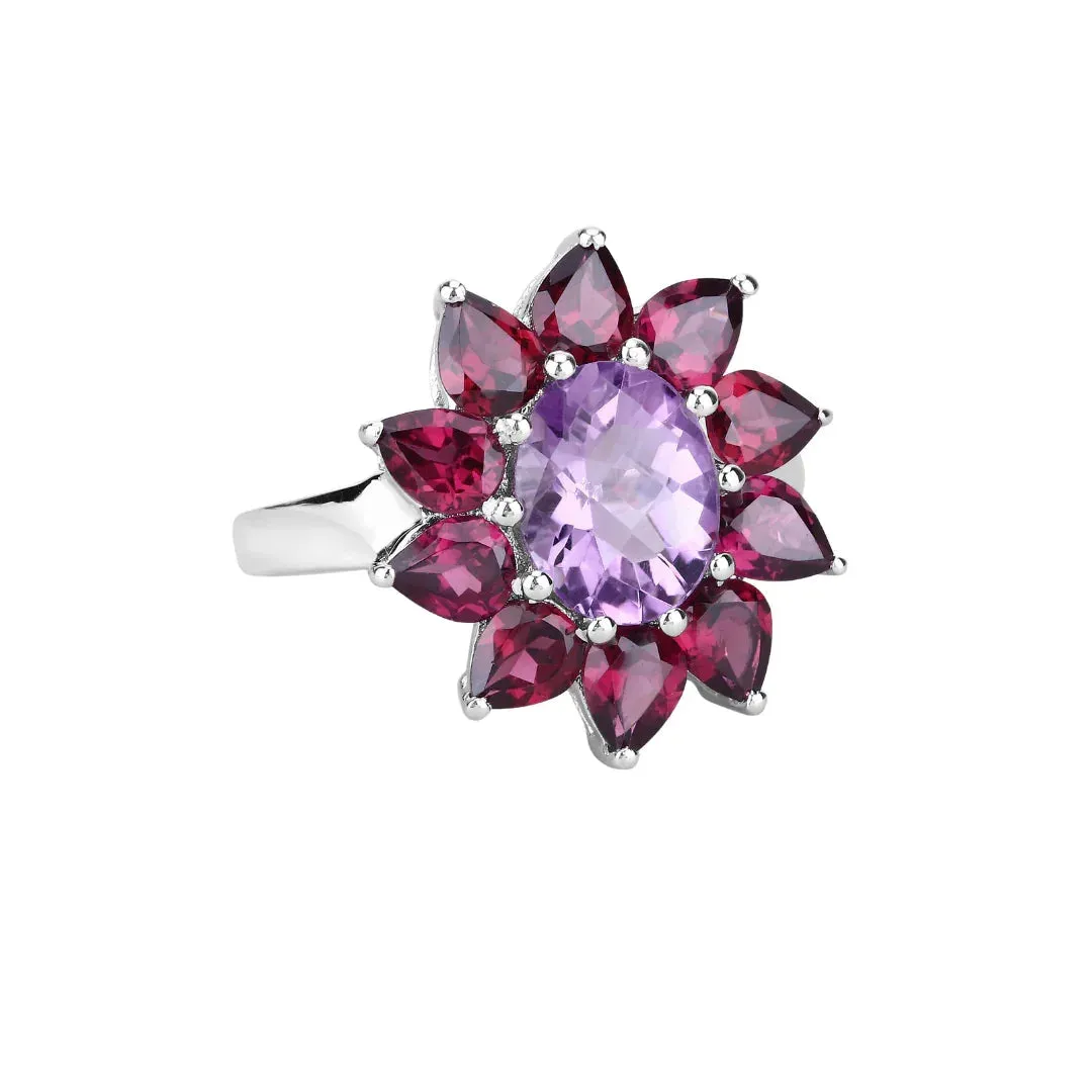 Natural Amethyst and Rhodolite Floral Ring sold by Zulily product image thumbnail 4