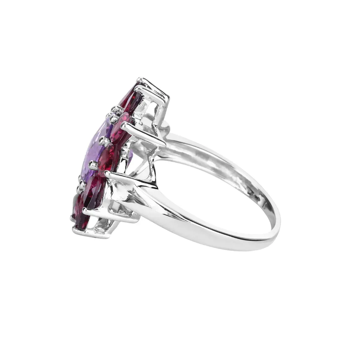 Natural Amethyst and Rhodolite Floral Ring sold by Zulily product image thumbnail 5